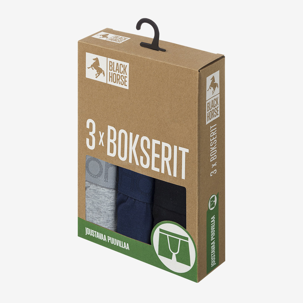Black Horse Bokserit puuvilla 3-pack – kuva 2
