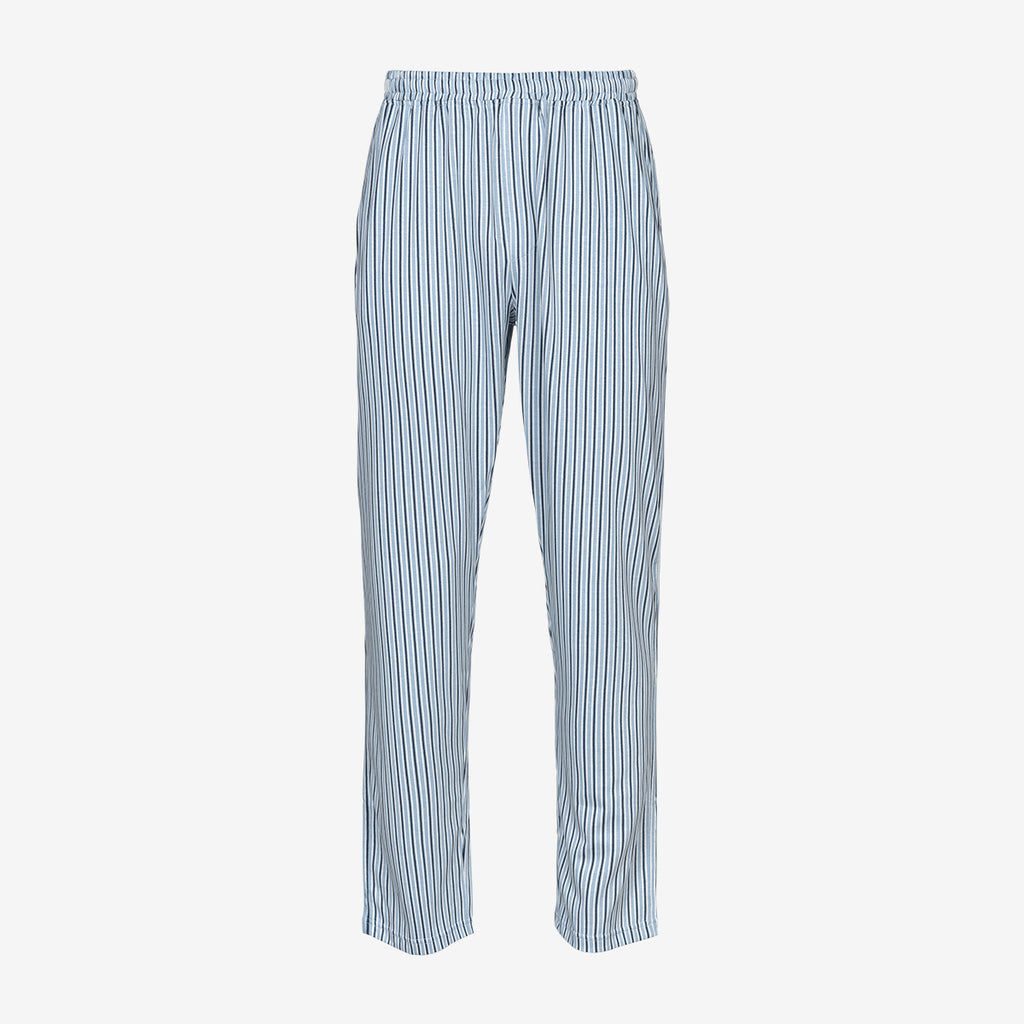 Pitkähihaisen pyjaman sinivalkoraidalliset housut