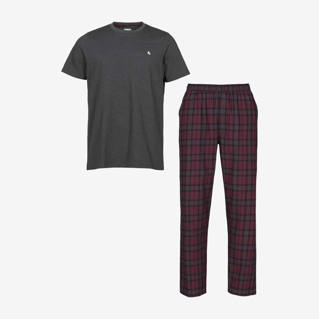 Tuotekuva Lyhythihainen flanellipyjama wine red check